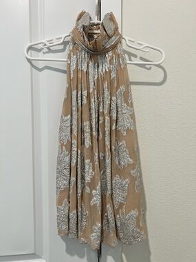 IRO Ruffle Trimmed Champagne-Beige Metallic Top